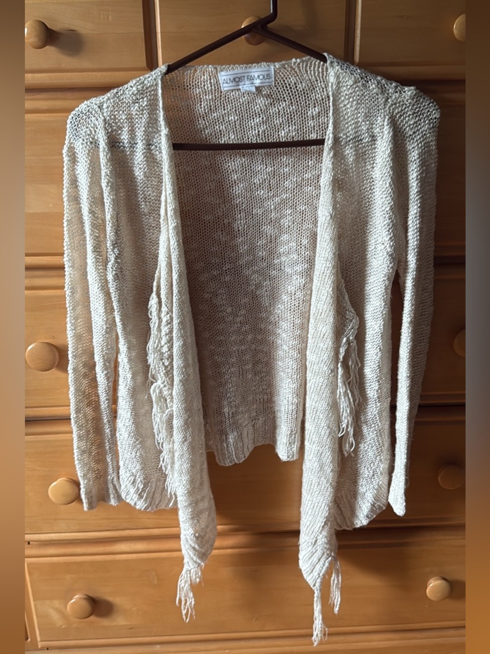 Open-Front Fringe Cardigan